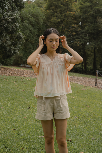 Solace Flutter Blouse (Soft Peach)