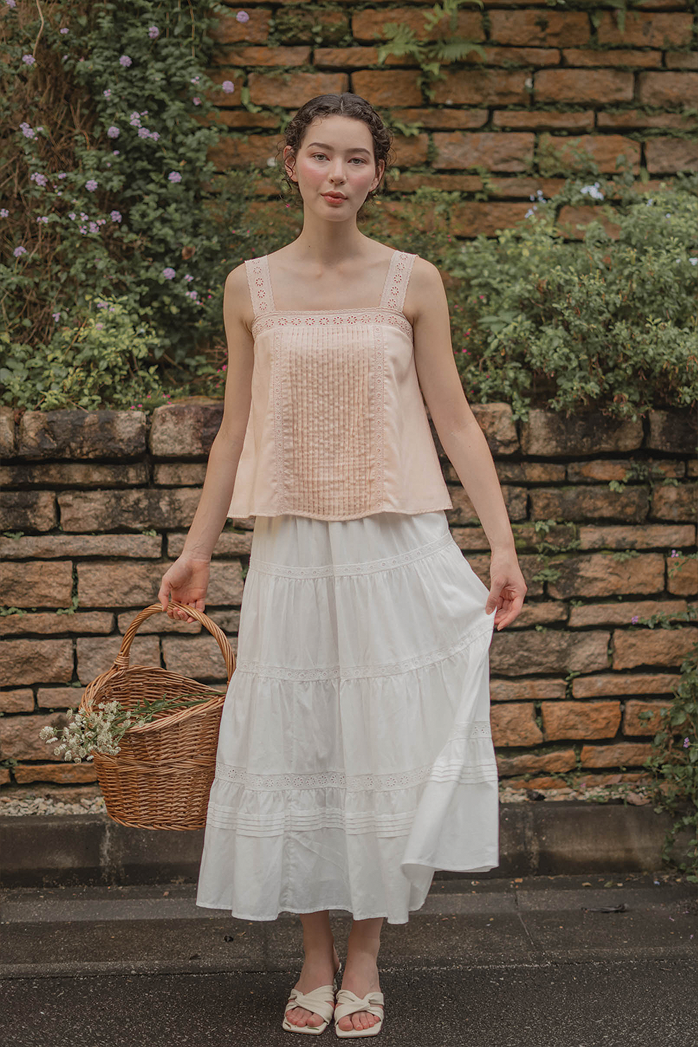 Solace Pintuck Square Top (Soft Peach)