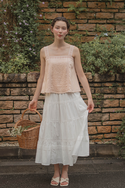 Solace Pintuck Square Top (Soft Peach)