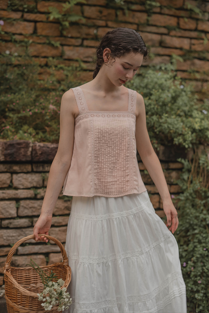 Solace Pintuck Square Top (Soft Peach)