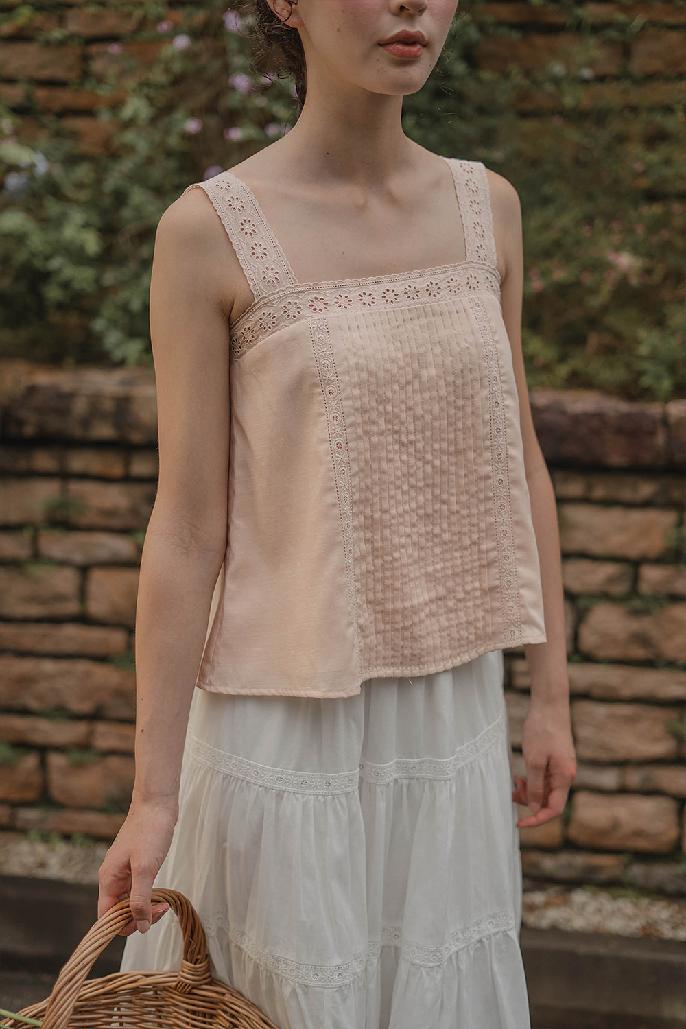 Solace Pintuck Square Top (Soft Peach)