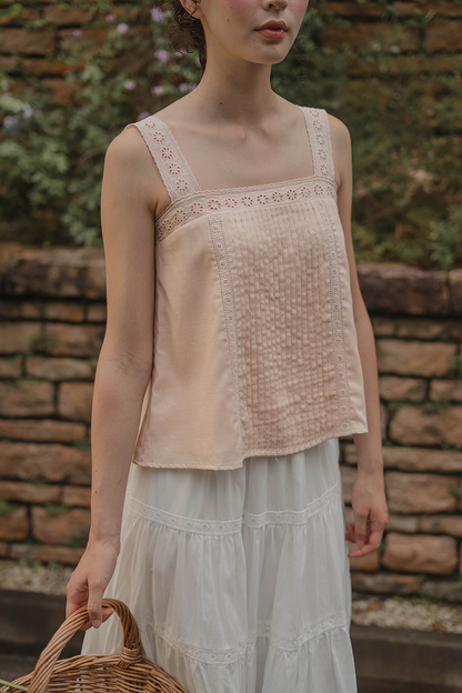 Solace Pintuck Square Top (Soft Peach)