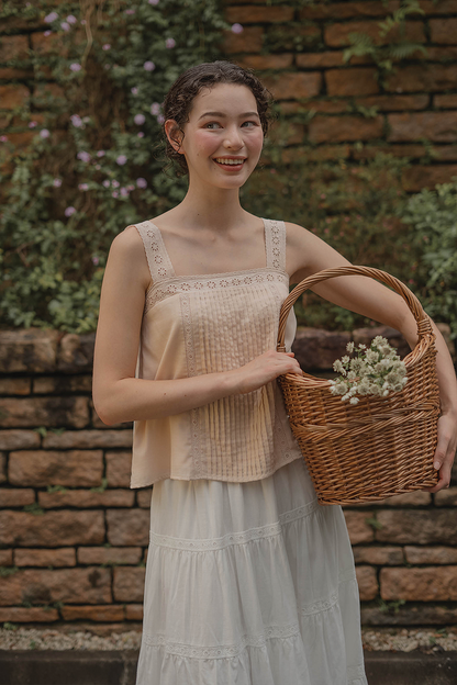 Solace Pintuck Square Top (Soft Peach)