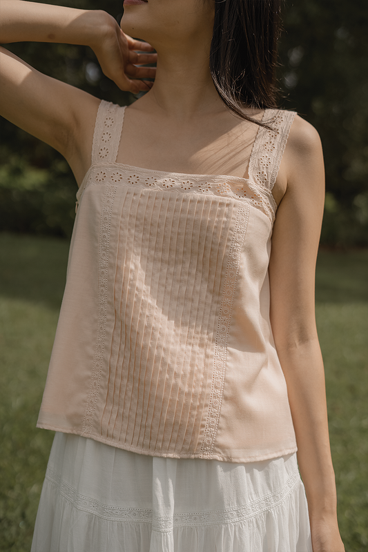 Solace Pintuck Square Top (Soft Peach)