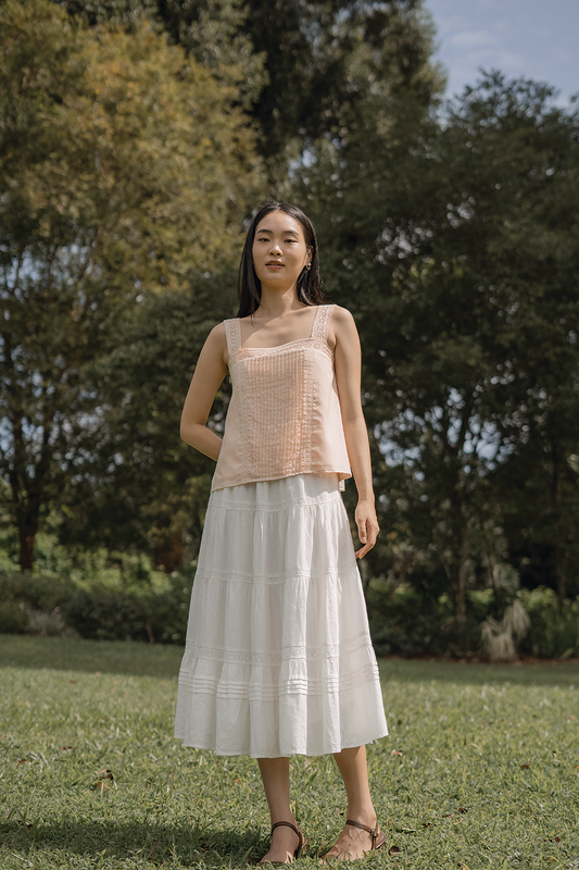 Solace Pintuck Square Top (Soft Peach)