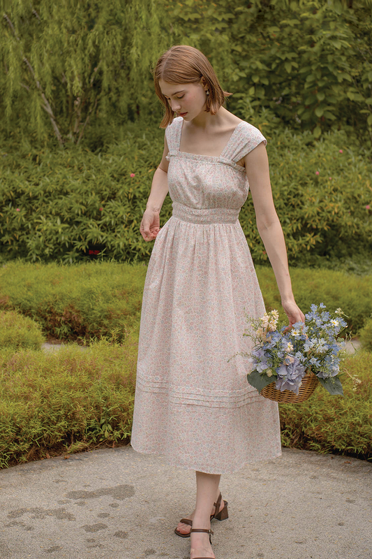 Hana Ruffle Shirred Dress (Hydrangea Blue)