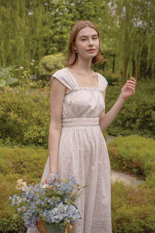 Hana Ruffle Shirred Dress (Hydrangea Blue)