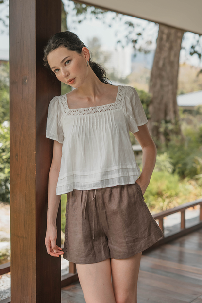 Linen Relaxed Shorts (Wood)