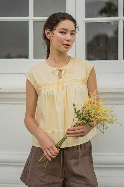 Meadows Broderie Relaxed Blouse (Daylight)
