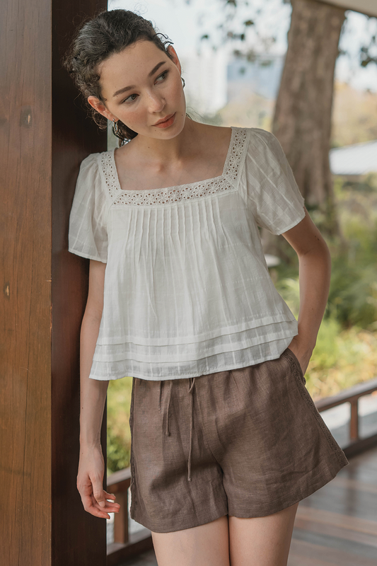 (Pre-order) Shoji Square Blouse (White)