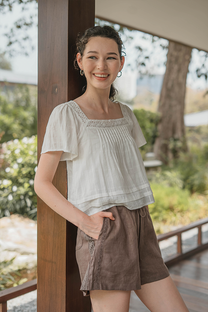 (Pre-order) Shoji Square Blouse (White)