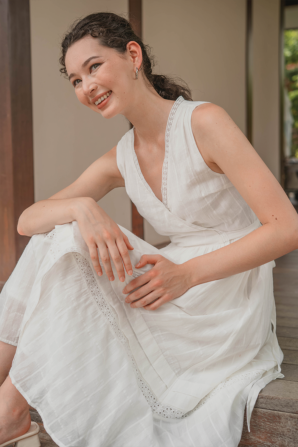 Shoji Wrap Dress (White)