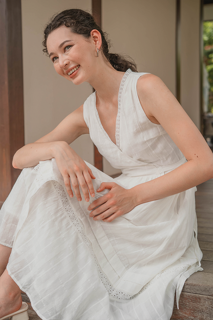 Shoji Wrap Dress (White)