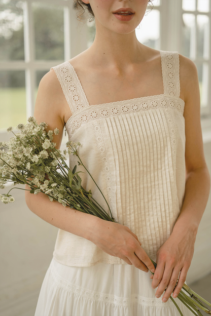 Solace Pintuck Square Top (Natural)