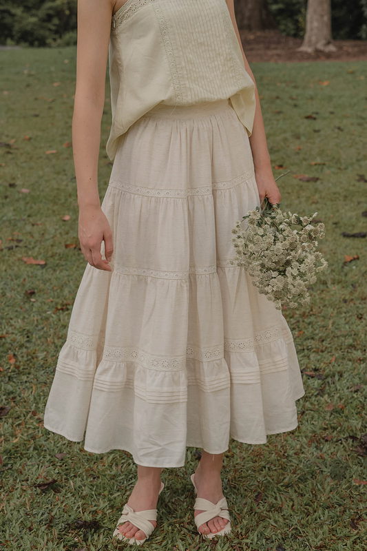 Solace Tiered Maxi Skirt (Natural)