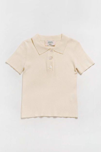 Collar Ribbed Top (Butter)