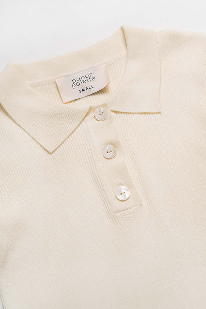 Collar Ribbed Top (Butter)