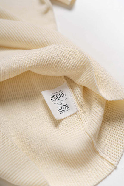 Collar Ribbed Top (Butter)